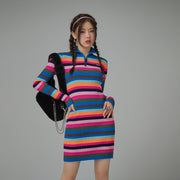 Colorful Skies Rainbow Striped Knit Dress