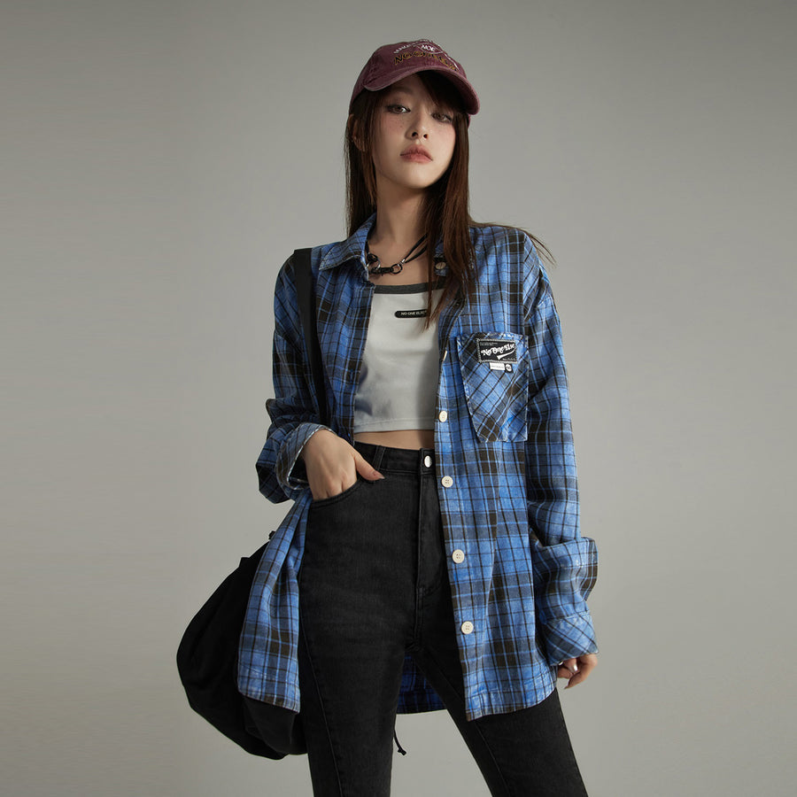 CHUU Vintage Check Button-Up Shirt