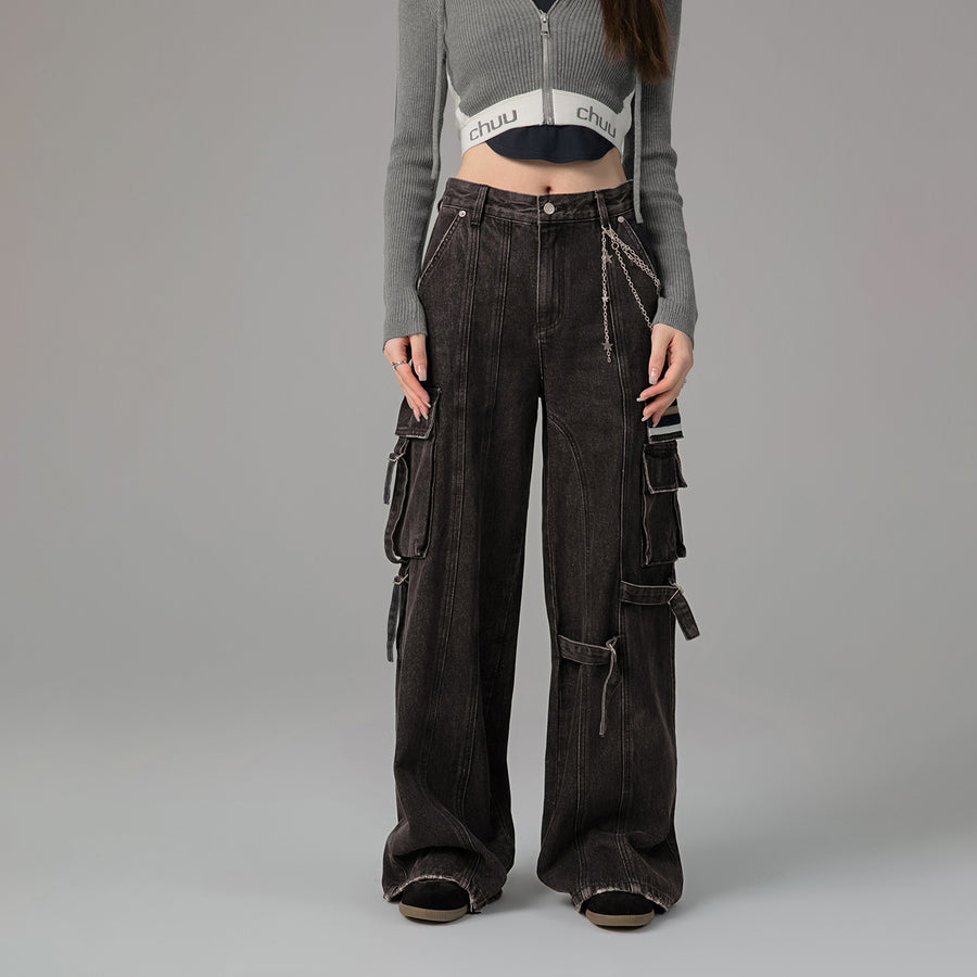 CHUU Downside Wide Denim Cargo Pants