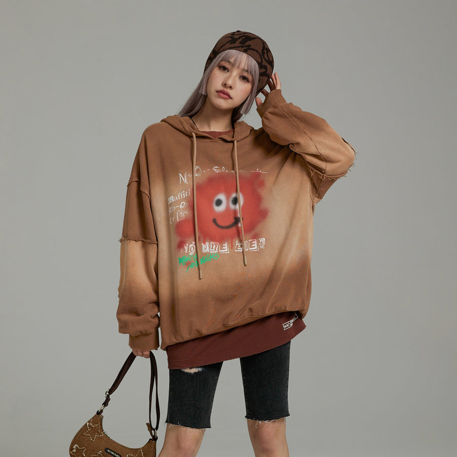 CHUU Smiling Character Gradient Loose-Fit Hoodie