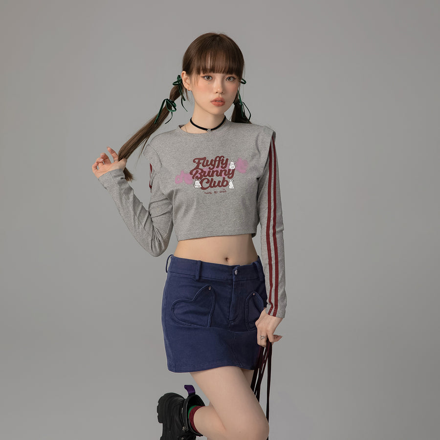 CHUU Fluffy Bunny Crop Long-Sleeves Top