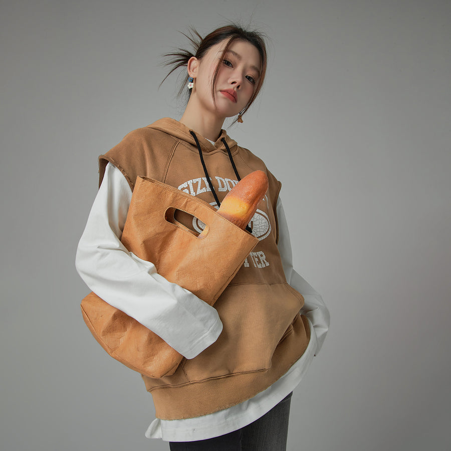 CHUU Size Doesnt Matter Cotton Sleeveless Hoodie