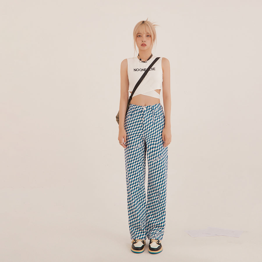 CHUU Checkerboard Check Straight Pants