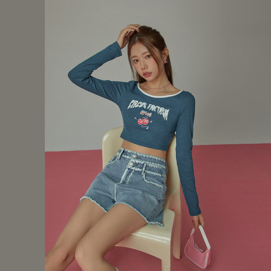 CHUU Circus Line Color Cropped T-Shirt