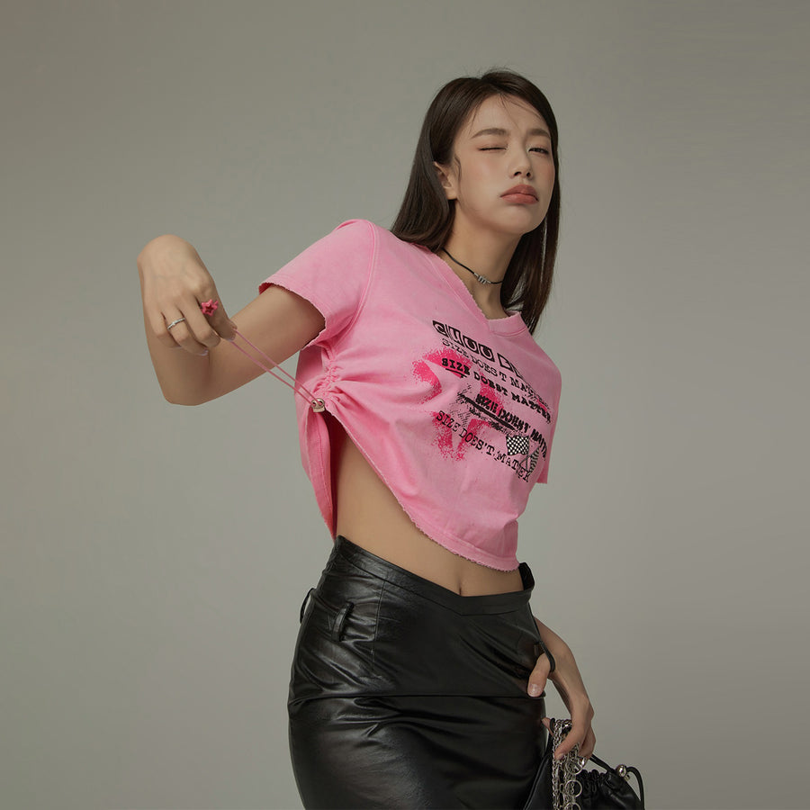 CHUU V-Neck Size Doesnt Matter Cropped T-Shirt