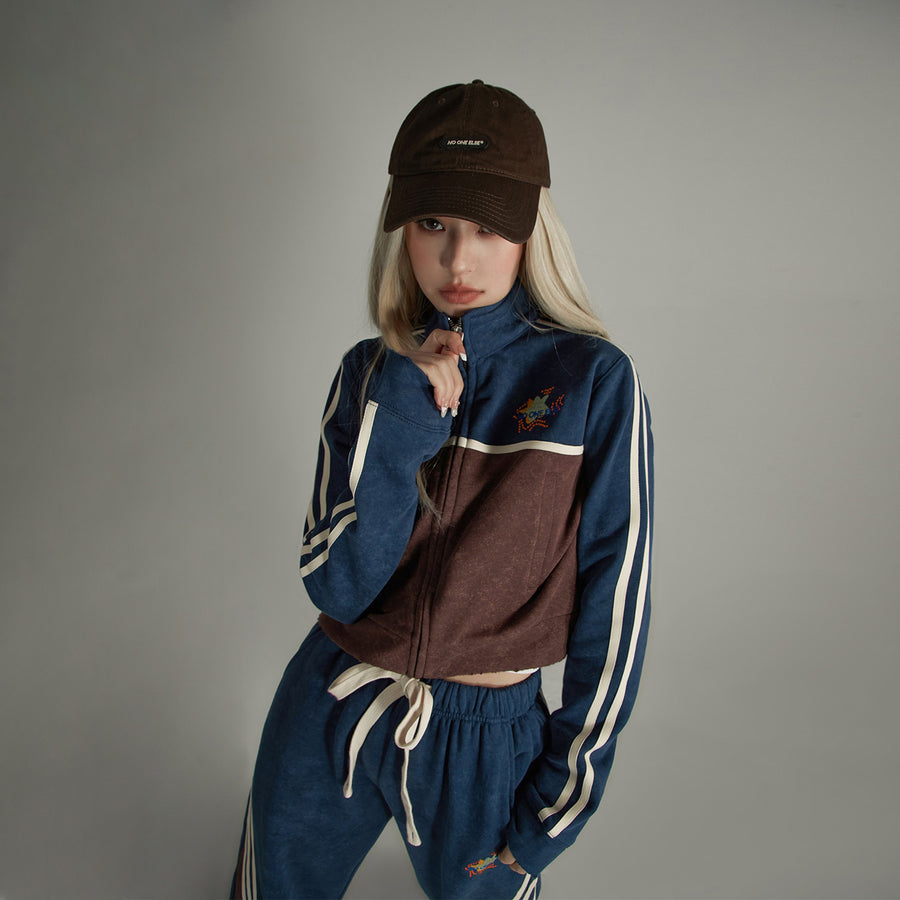 CHUU High Neck Crop Zip-Up