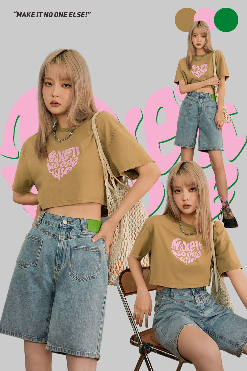 CHUU Time To Make It Printed Cropped Top