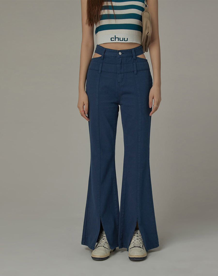 CHUU Side And Front Slits Bootcut Pants