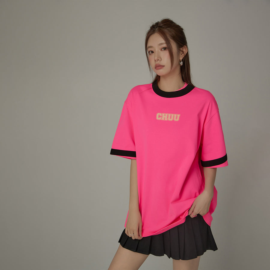 CHUU Chuu Color Matching Line Loose Fit T-Shirt