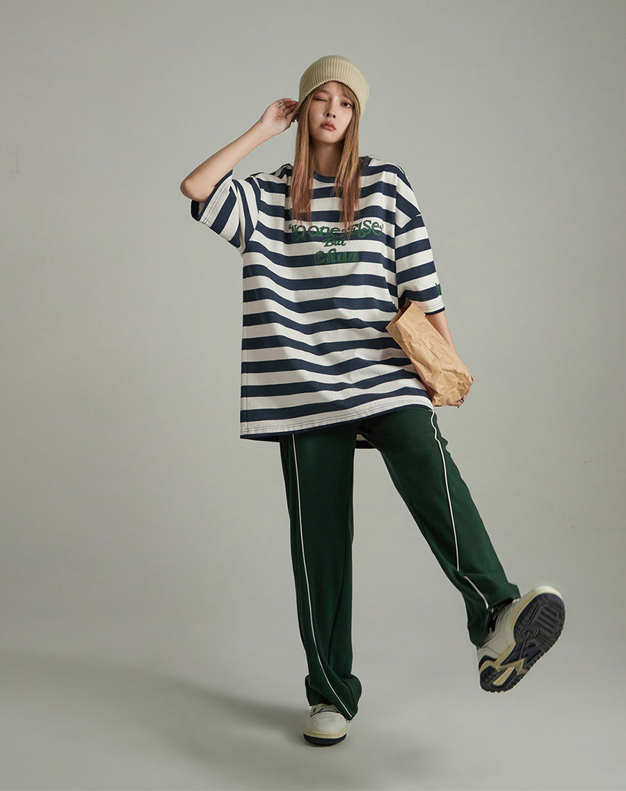 CHUU Striped Oversize T-Shirt