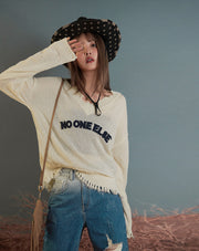 Damaged Fringe Hem Knit Sweater