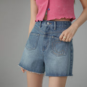 Front Pockets Denim Shorts