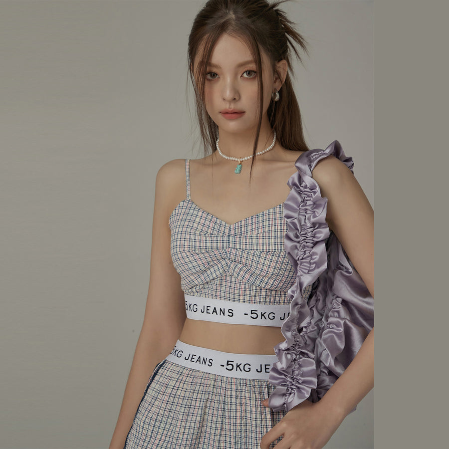 CHUU Check Color Strap Bustier Top