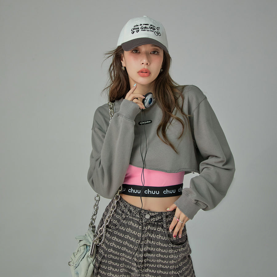 CHUU Simple Cut Crop Sweatshirt