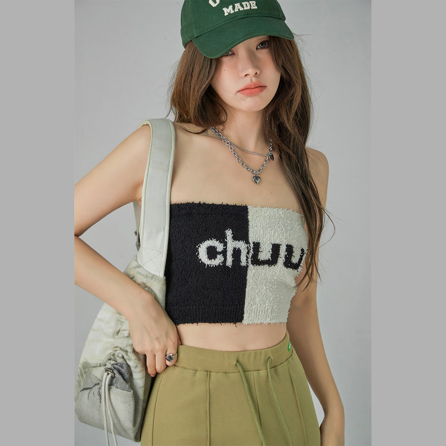 CHUU Bicolor Chuu Logo Tube Top