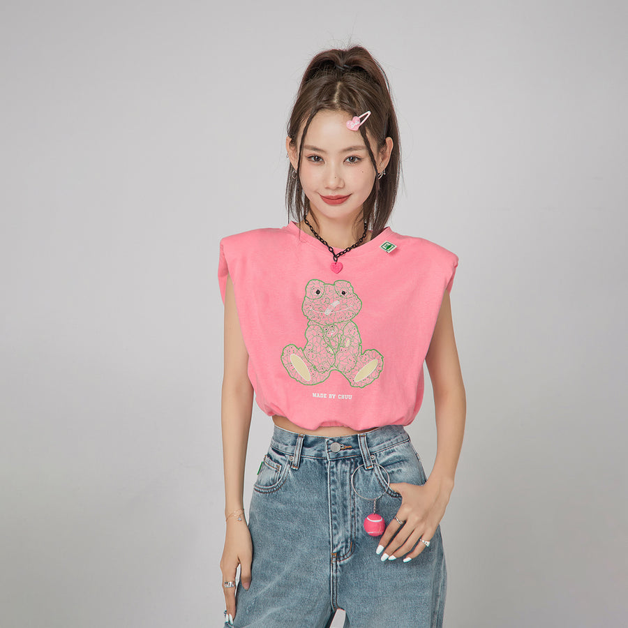 CHUU Happy Frog Shoulder Pad T-Shirt