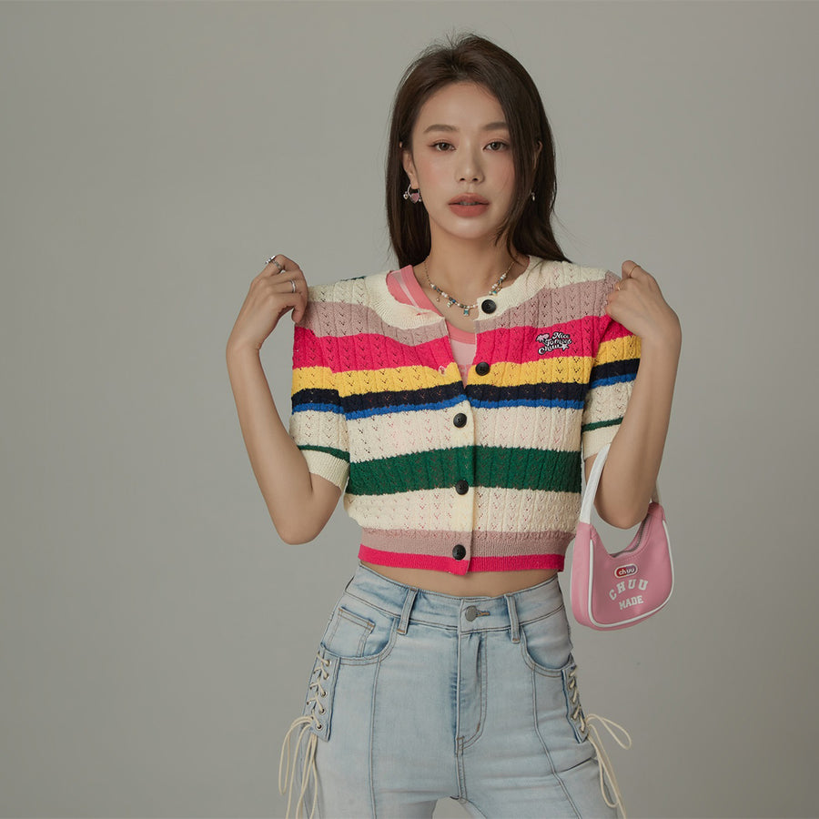 CHUU Rainbow Stripe Cardigan