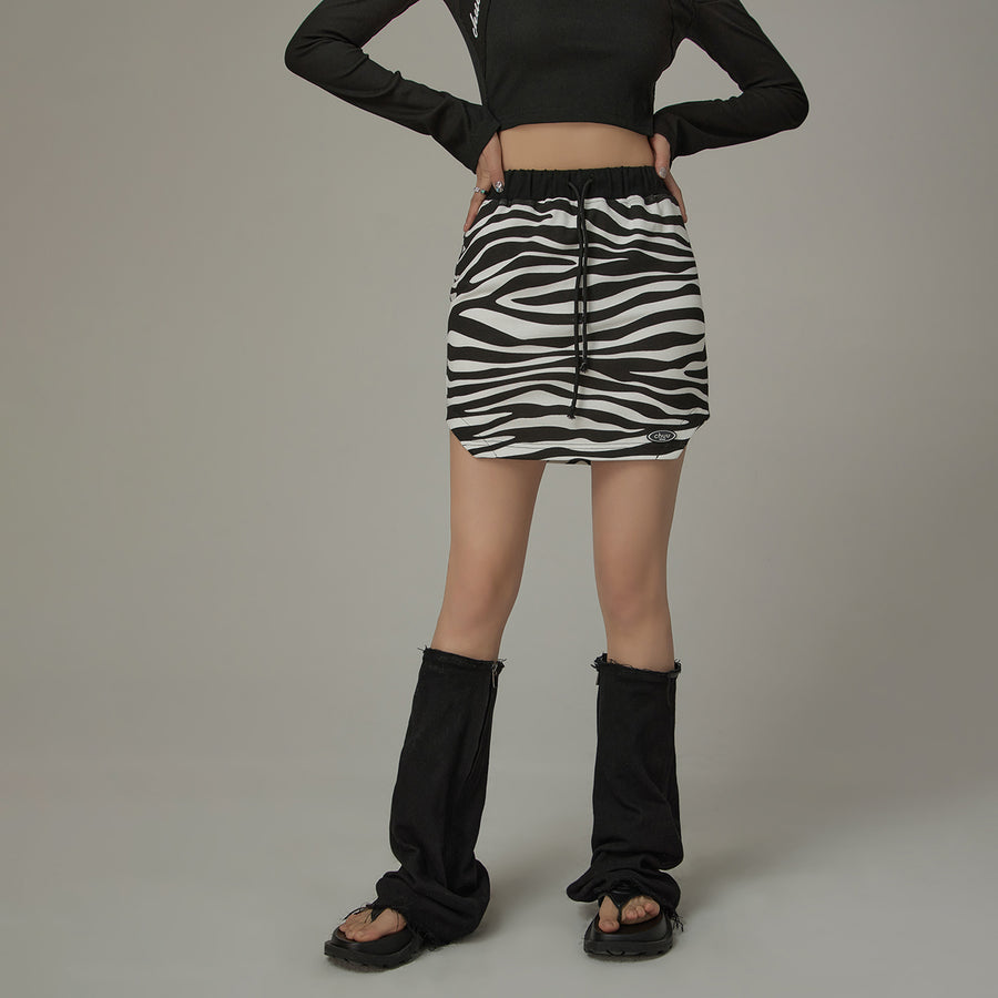 CHUU String Zebra Mini Skirt