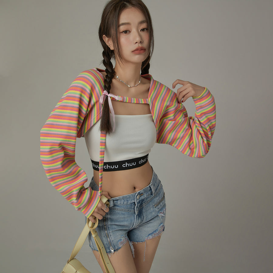 CHUU Striped Bolero Cardigan