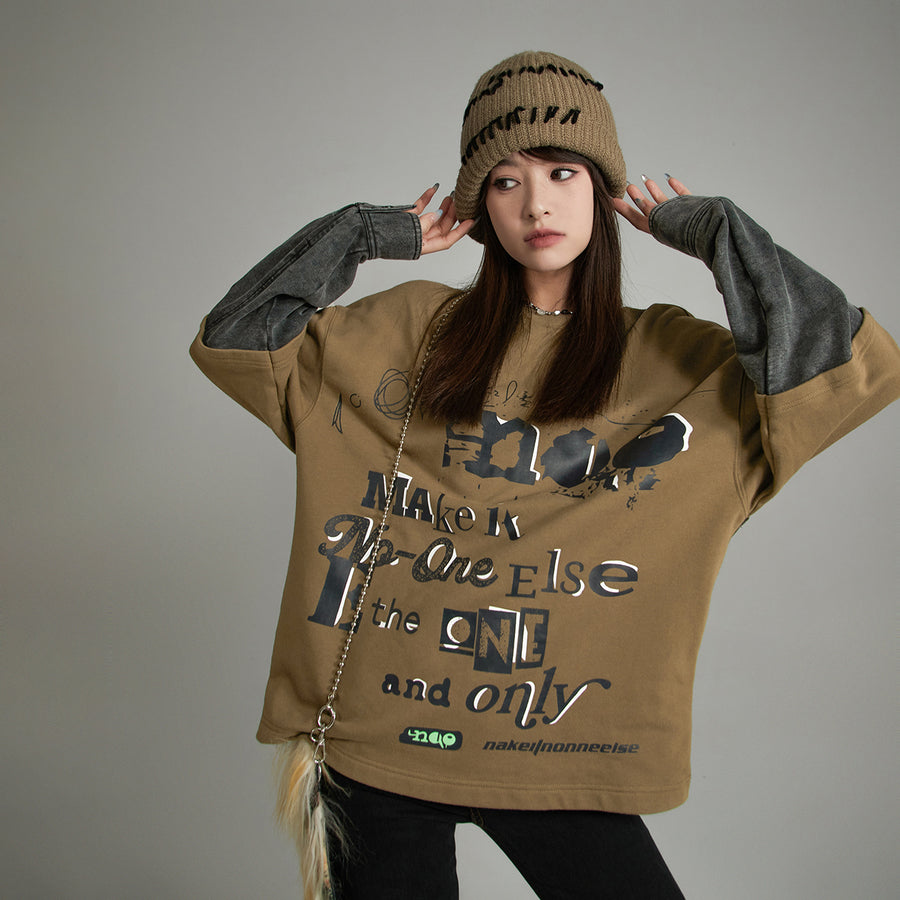 CHUU Make It Noe Print Loose Fit Sweatshirt