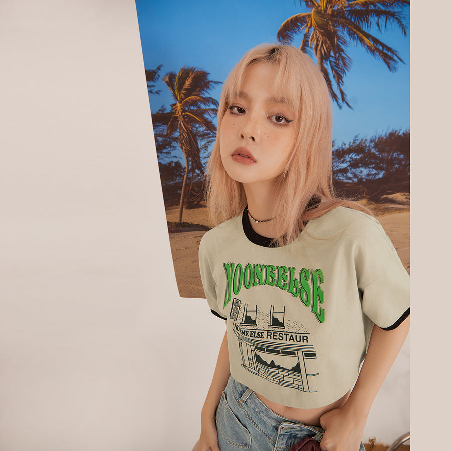 CHUU Vintage Round Neck Crop Top