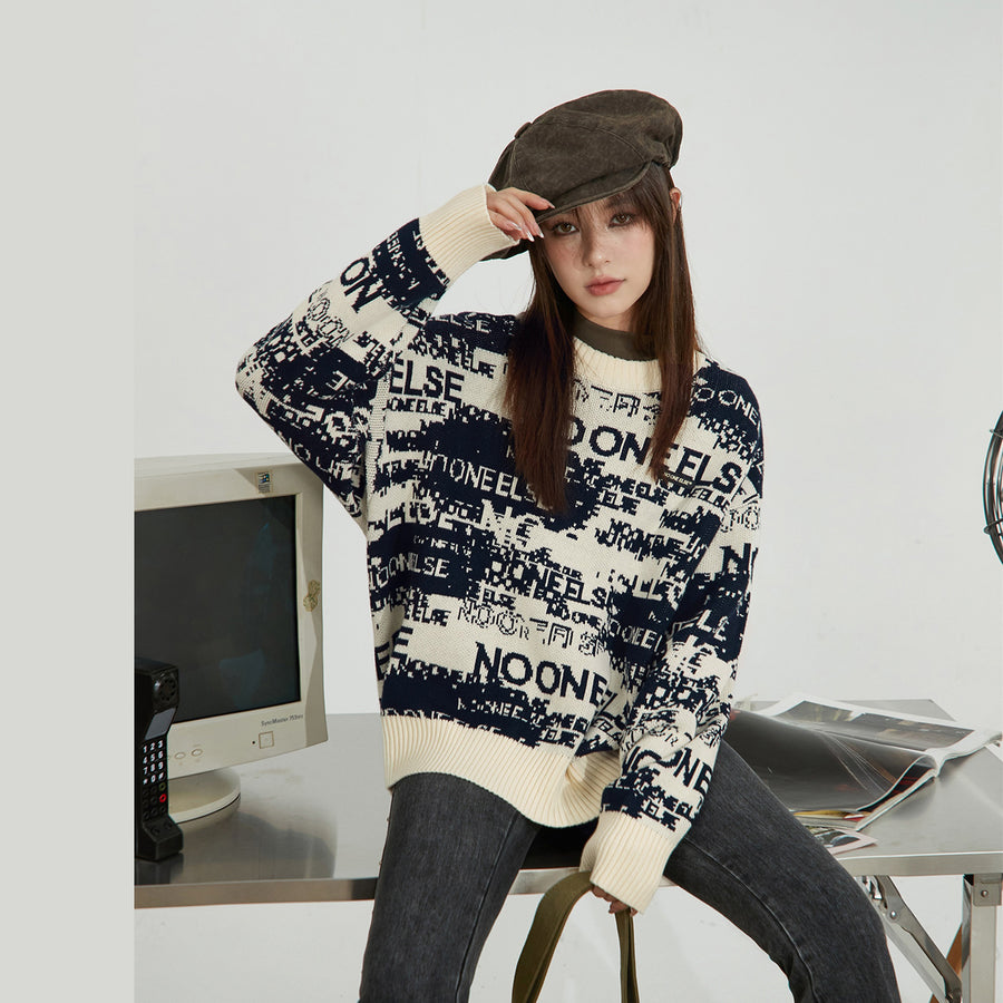 CHUU Noe Lettering Knit Sweater