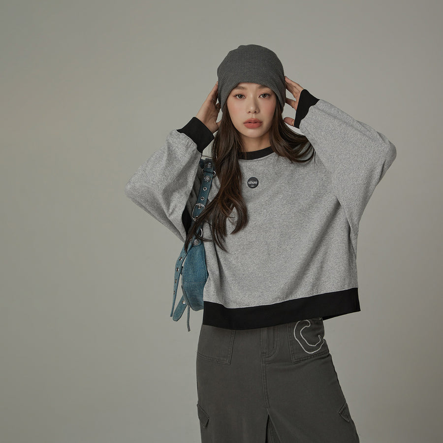 CHUU Color Matching Line Loose Fit Sweatshirt