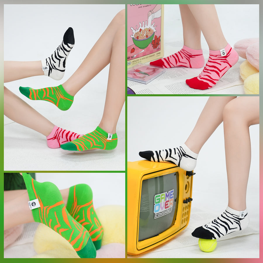 CHUU Colorful Zebra Fake Socks