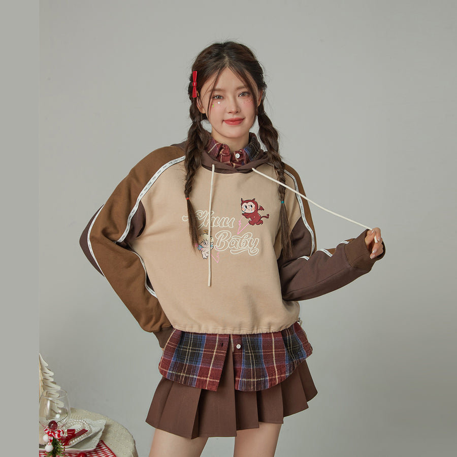 CHUU Angel And Devil Contrast Hoodie