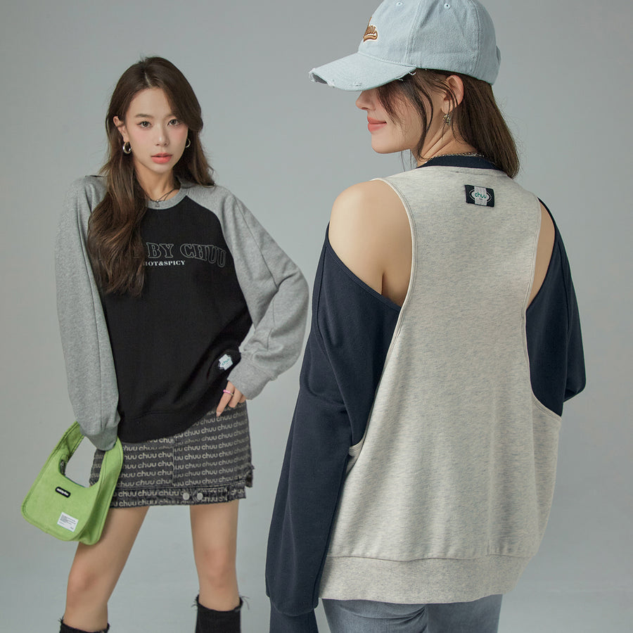 CHUU Off Shoulder Long Sleeve Sweatshirt