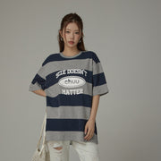 Size Doesnt Matter Striped Loose Fit T-Shirt