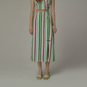 Rainbow Stripes Contrast Long Skirt