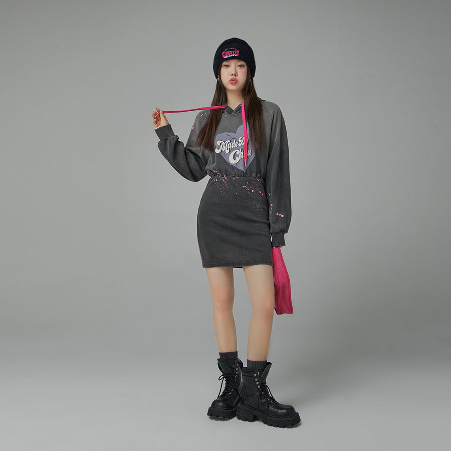 CHUU Chuu Heart Casual Hooded Dress