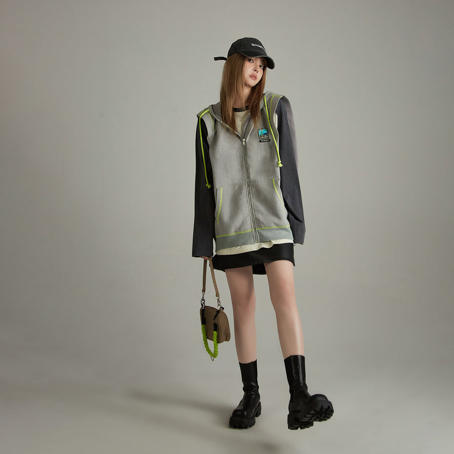 CHUU Gray Overfit Hooded Vest