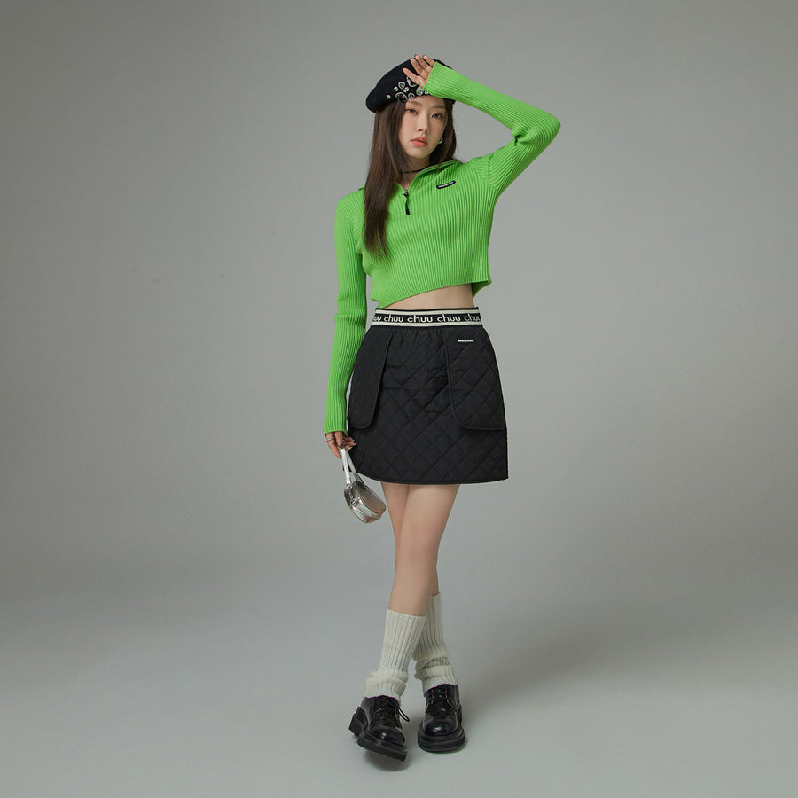 CHUU Way Too Good Quilted Mini Skirt