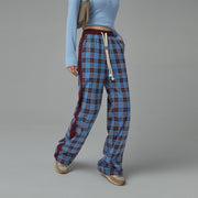 Check String Wide Casual Pants