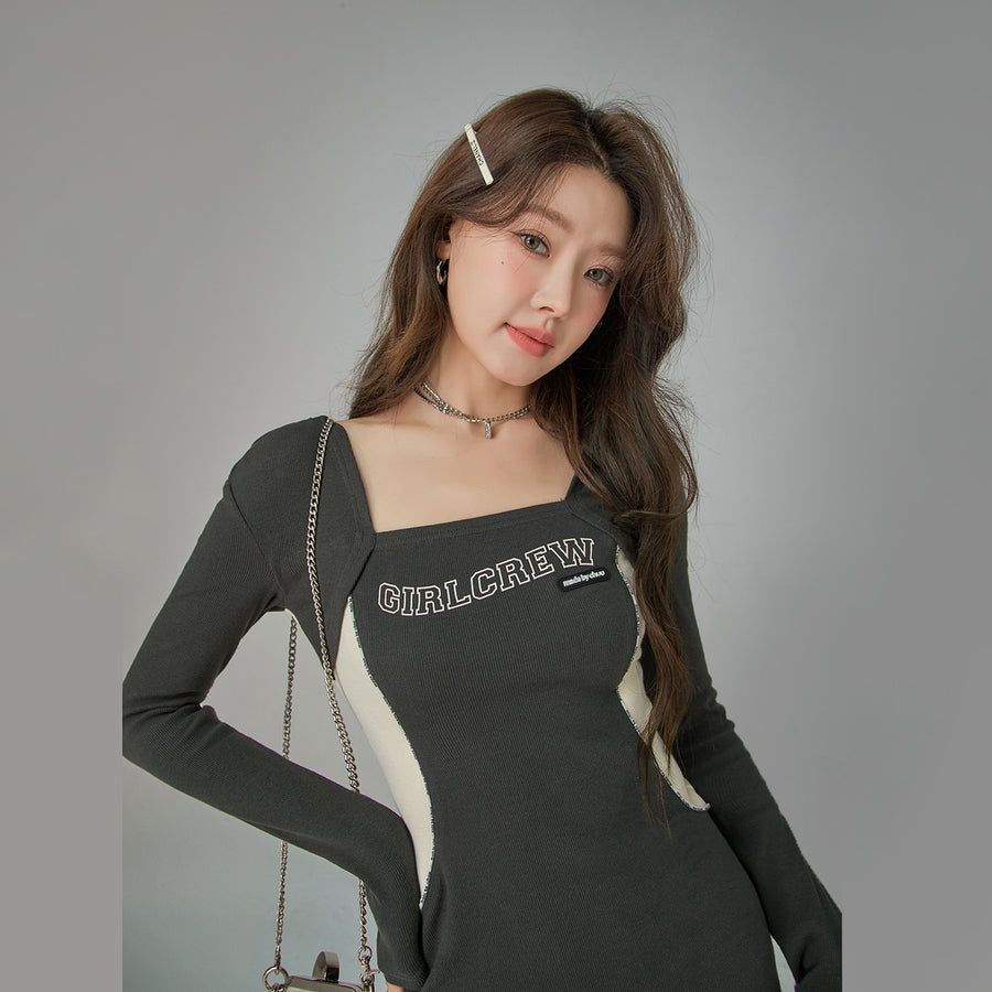 CHUU Square Neck Slim Dress