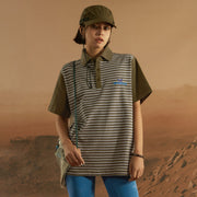 Stripe Color Polo Neck T-Shirt