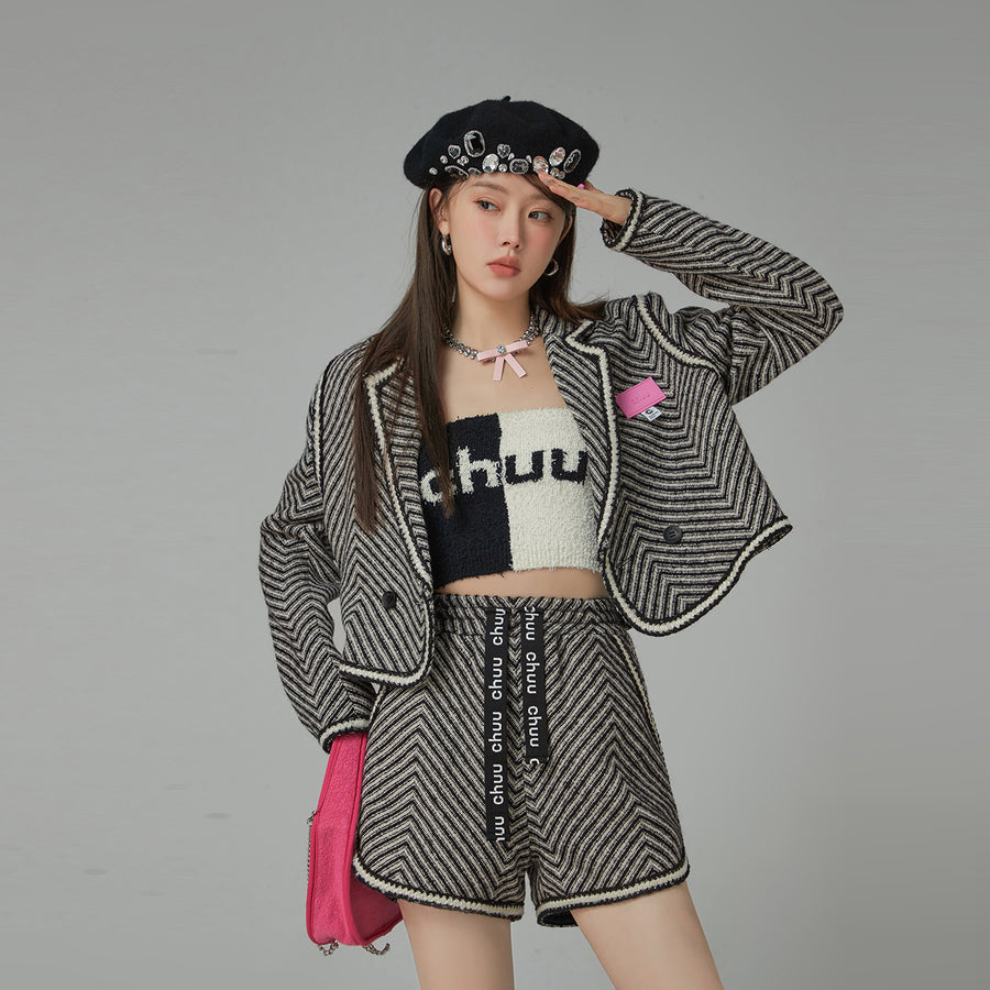 CHUU Big Time Luck Striped Loose Fit Short Jacket