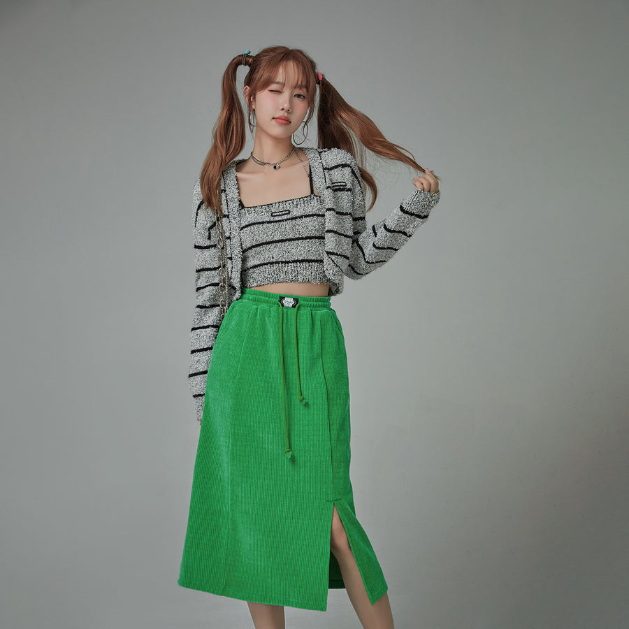 CHUU Waist Strings Casual Sport Midi Skirt