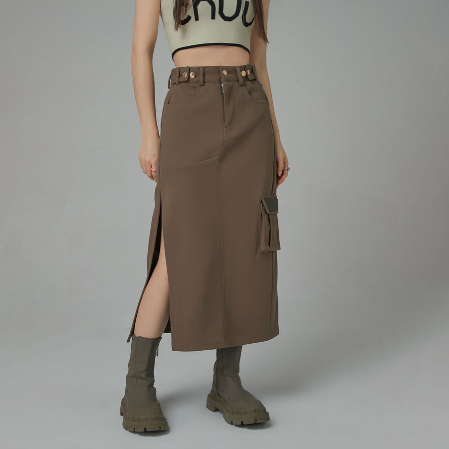 CHUU A New Thing Split A-Line Cargo Skirt