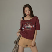 Chuu Circus Off Shoulder Unbalanced Sweatshirt