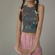 Circus Printed Sleeveless Crop Top