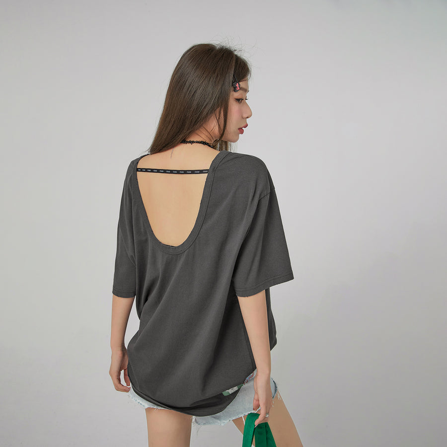 CHUU Open Back Loosefit Short-Sleeved T-Shirt