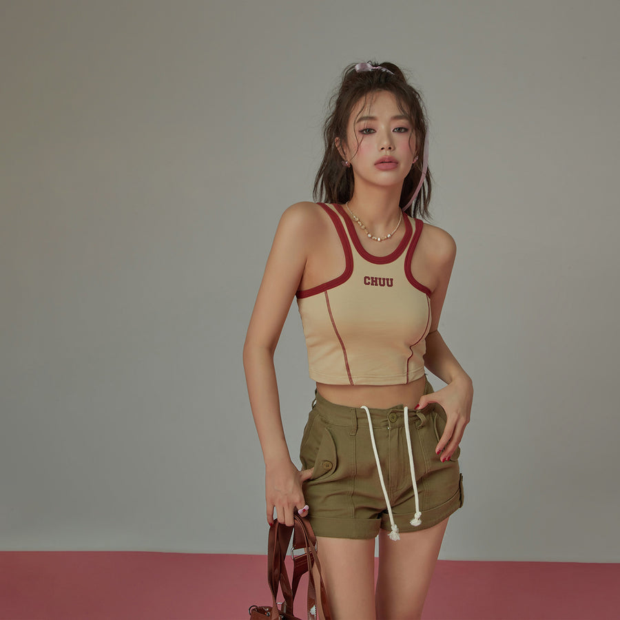 CHUU Back Split Cropped Sleeveless Top