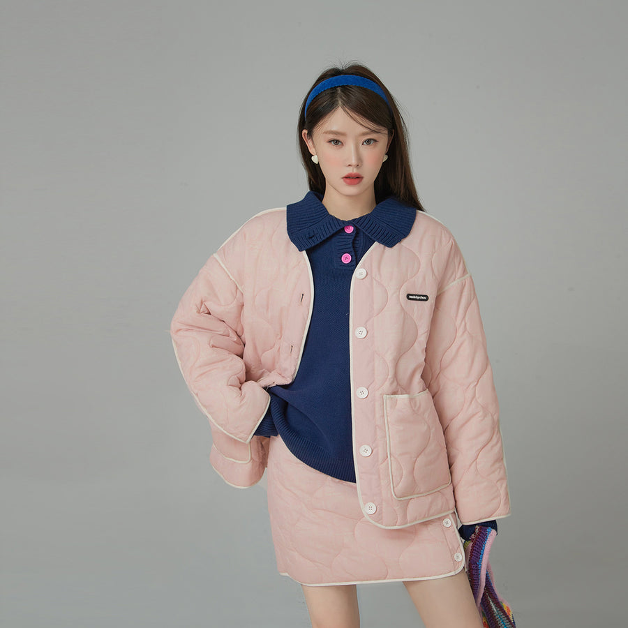 CHUU Over The Drama Pocket Wave Quilted Jacket