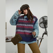 Vintage Color V-Neck Knit Sweater Vest