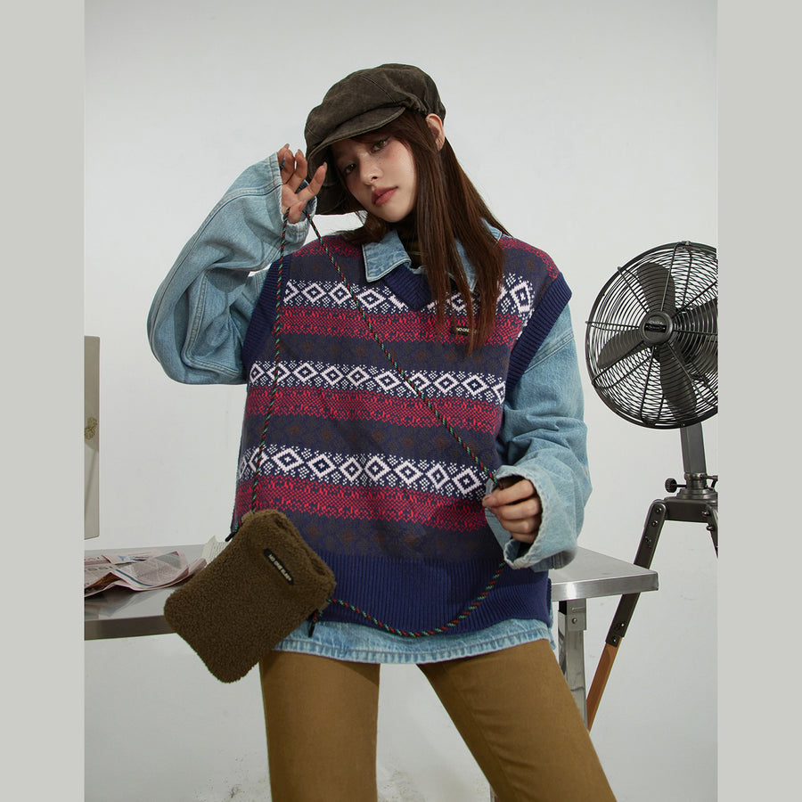 CHUU Vintage Color V-Neck Knit Sweater Vest