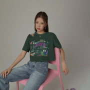 Open Shoulder Circus Loose Fit T-Shirt