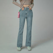 Waist Wrap Checkered Bootcut Jeans